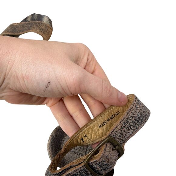 Bed Stu Sophie Platform Heel Sandals Brown Distressed Leather Chunky Y2K Women 7 - Picture 8 of 11